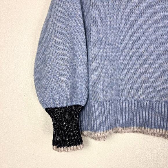 La Ligne Big Blue Oversized Turtleneck Sweater Alpaca Blend Balloon Sleeve Knit - Picture 3 of 8